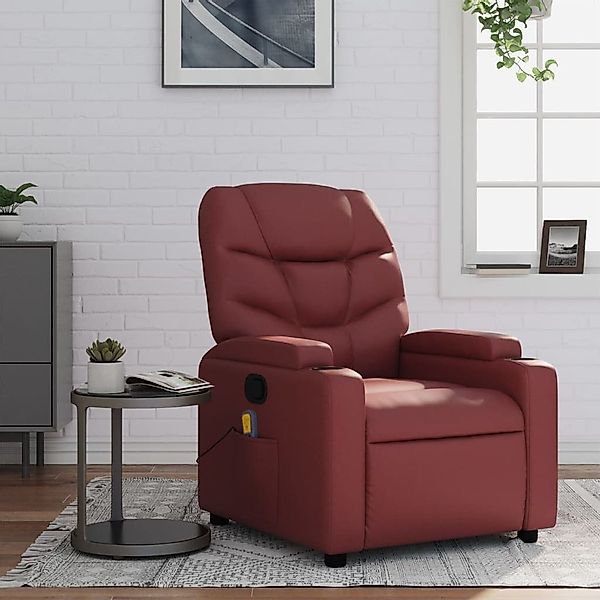 vidaXL Sessel Massagesessel Weinrot Kunstleder (1-St) günstig online kaufen