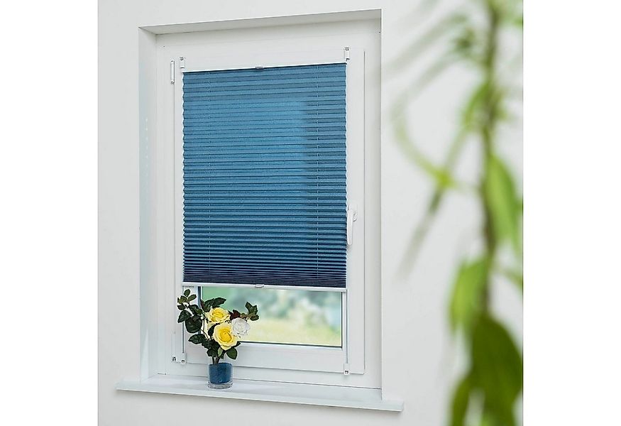 Liedeco Plissee Jeansblue, Lichtschutz, ohne Bohren, verspannt, Klemmfix günstig online kaufen