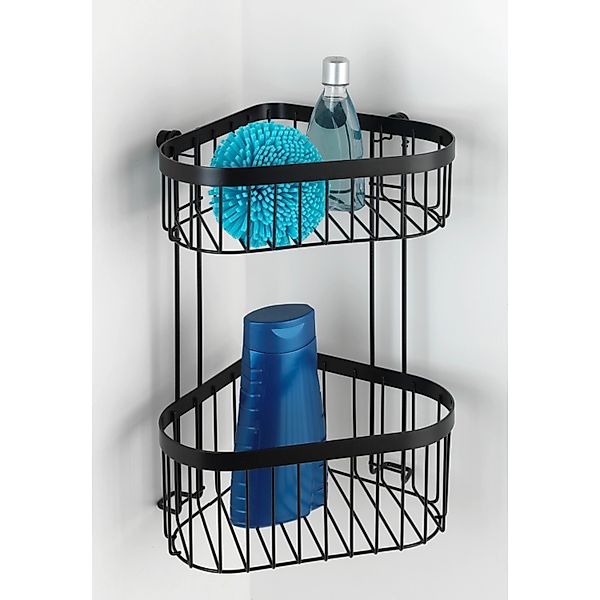 Wenko Eckregal 2 Etagen Classic Plus Black Stahl 23,5 x 33 x 18,5 cm Schwar günstig online kaufen