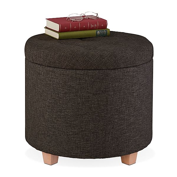 relaxdays Sitzhocker Runder Sitzhocker mit Stauraum, günstig online kaufen