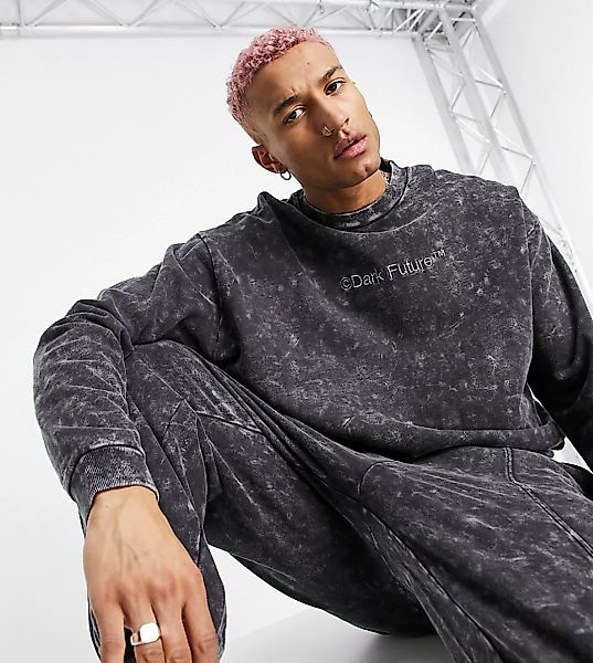 ASOS Dark Future – Oversize-Sweatshirt in anthrazitfarbener Waschung mit Lo günstig online kaufen