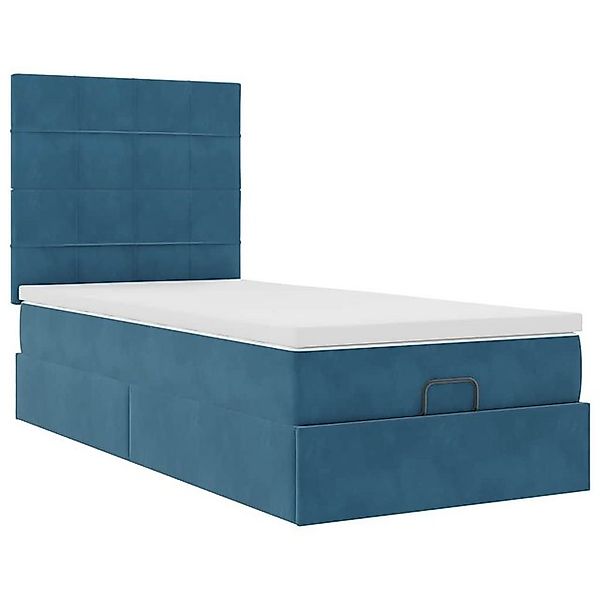 vidaXL Bett Ottoman-Bett mit Matratzen Dunkelblau 80x200 cm Samt günstig online kaufen