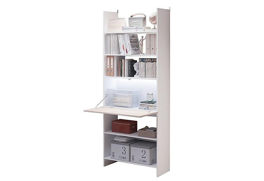 FUFU&GAGA Schreibtisch 80x 30x 198 cm, Weiß + Eichenholz, MDF günstig online kaufen