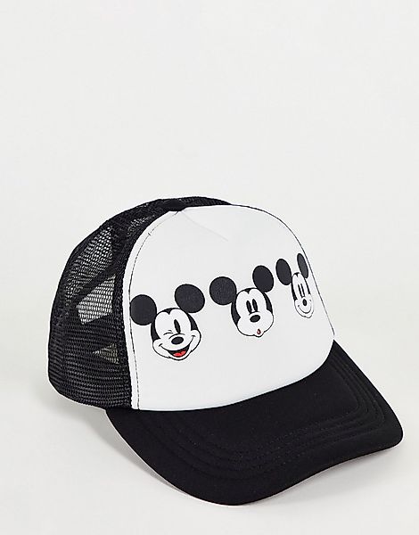 ASOS DESIGN – Trucker-Kappe in Schwarz-Weiß mit Micky Mouse -Print günstig online kaufen