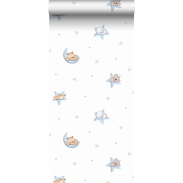 Sanders & Sanders Tapete Tiere Blau Und Weiß 53 Cm X 10 M - 640439 günstig online kaufen