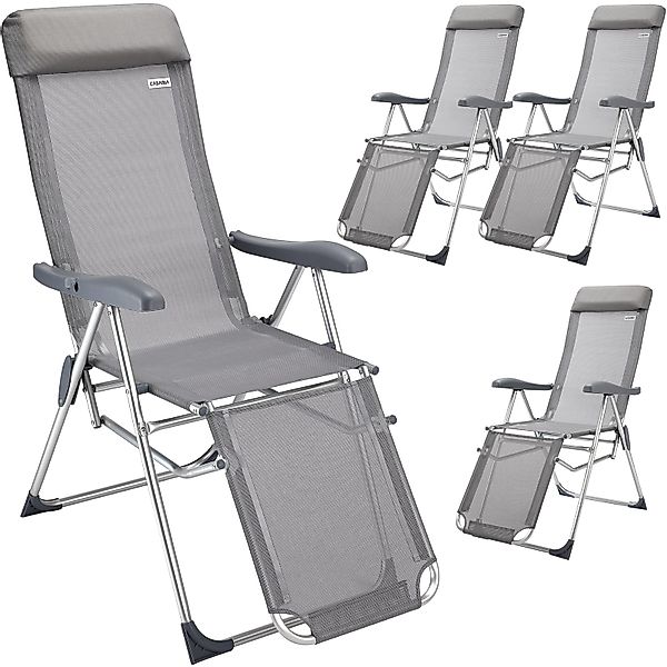Gartenstuhl Hochlehner 4er-Set Grau Alu günstig online kaufen