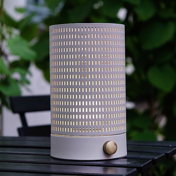 Dyberg Larsen LED-Akku-Tischlampe Mesh, weiß, Höhe 20 cm günstig online kaufen