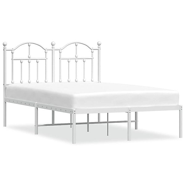 vidaXL Bettgestell, Bettrahmen mit Kopfteil Metall Weiß 120x190 cm günstig online kaufen