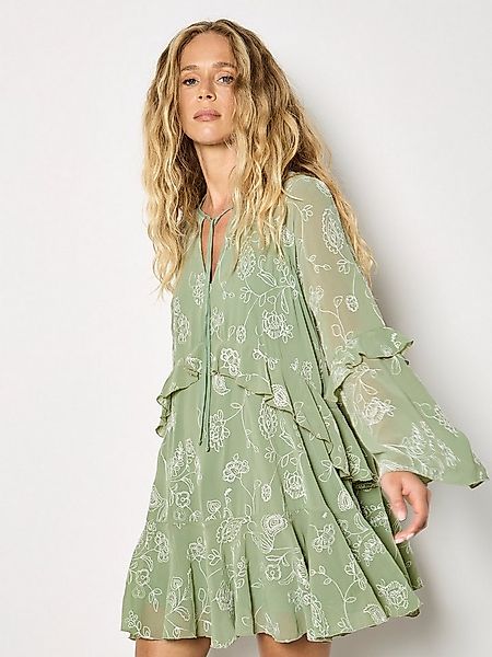 Apricot Minikleid Mini-Kleid aus Chiffon mit Blumenstickerei Stickerei günstig online kaufen