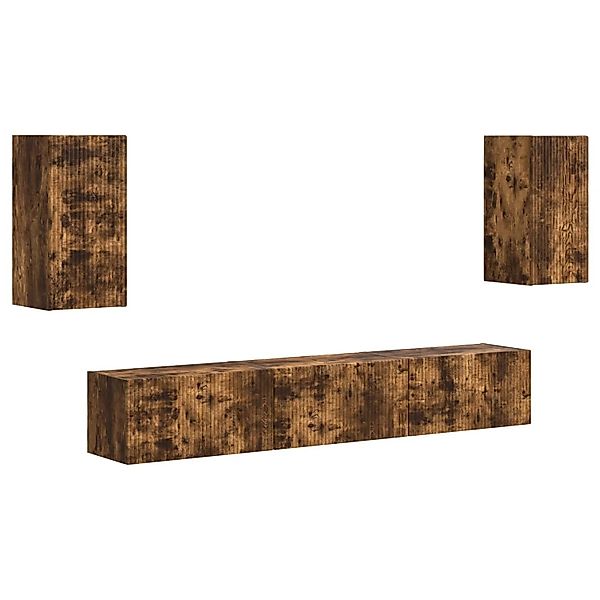vidaXL TV-Schrankset 3-Tlg Geräucherte Eiche Holzwerkstoff 3409074 günstig online kaufen