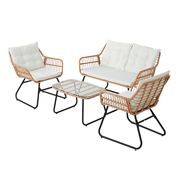 Svita Capri Balkonmöbel-Set Polyrattan Sitzgruppe Outdoor 4-tlg. Gartenloun günstig online kaufen
