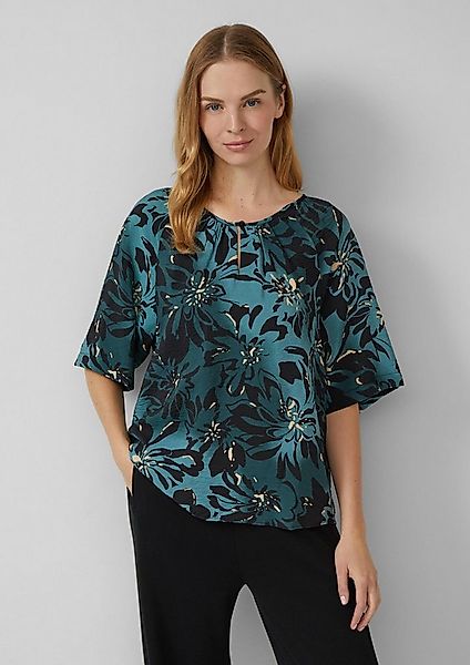 s.Oliver Kurzarmbluse Bluse Strukturierte Bluse aus Viskosemix mit Raffung günstig online kaufen