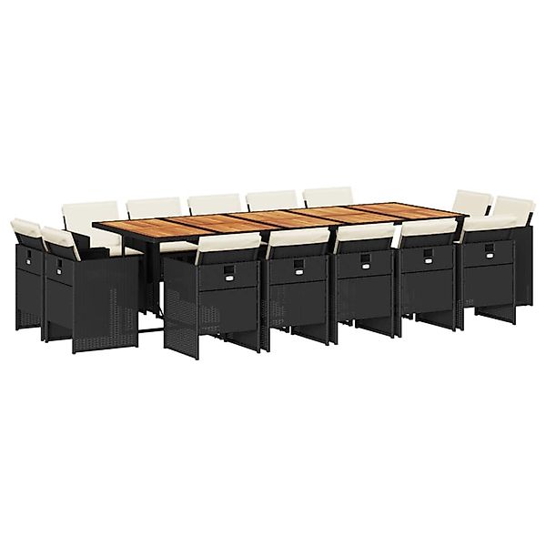 vidaXL 15-Tlg Garten-Essgruppe mit Kissen Schwarz Poly Rattan 3277826 günstig online kaufen