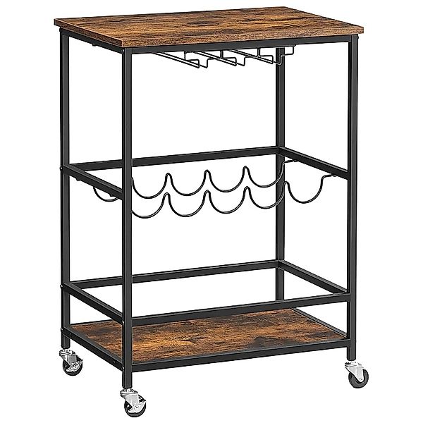 Songmics Servierwagen Brewer mit Rollen Braun-Schwarz günstig online kaufen