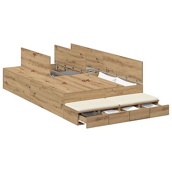 vidaXL Bett Stauraumbett Massivholz Eiche Widerstandsfähiges Holz 120 x 190 günstig online kaufen