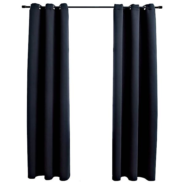 vidaXL Verdunkelungsvorhänge mit Ringen 2 Stk Schwarz 97x213 cm Stoff 13483 günstig online kaufen