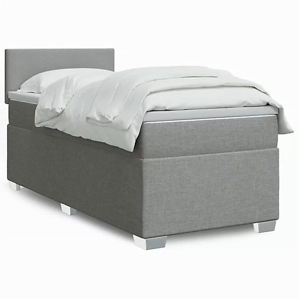 vidaXL Boxspringbett Boxspringbett mit Matratze Hellgrau 90x200 cm Stoff Be günstig online kaufen