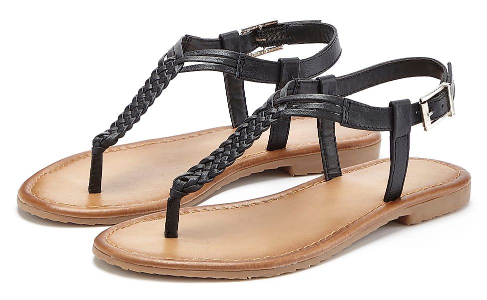 Vivance Zehentrenner, Sandalette, Sommerschuh,Sandale aus Leder mit Flecht- günstig online kaufen