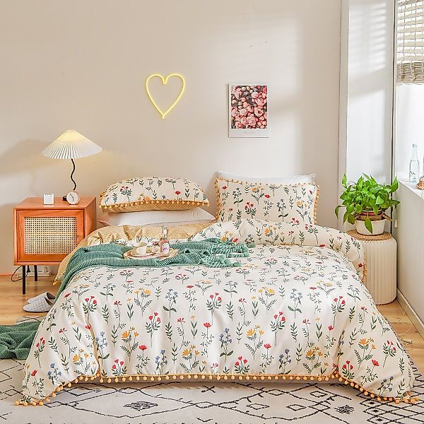 BYSURE Bettwäsche, Polyester, 3 teilig, Blume-Bettbezug-Set, günstig online kaufen