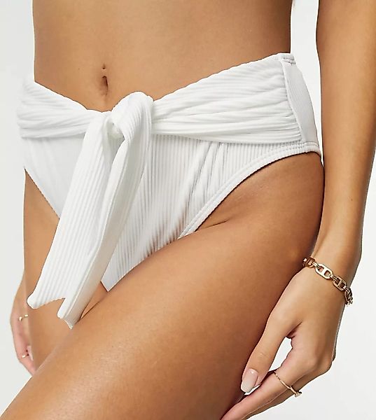 Ivory Rose – Fuller Bust – Gerippter Bikiniunterteil mit hoher Taille zum B günstig online kaufen