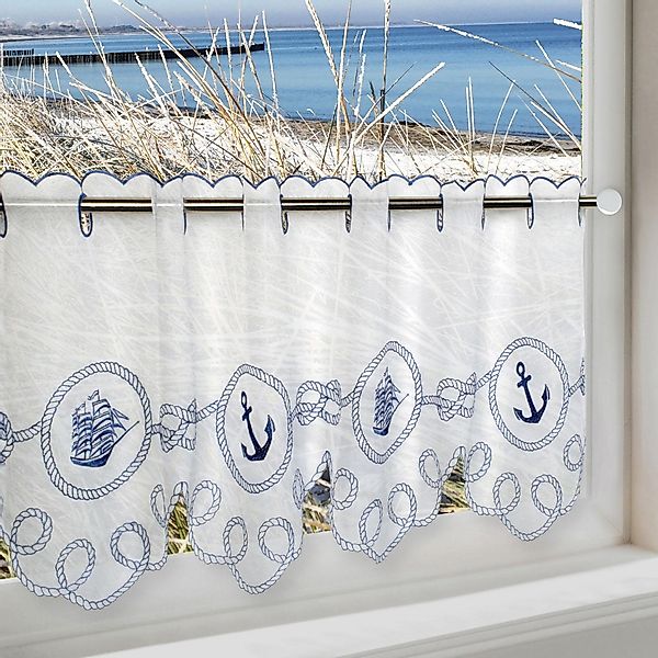 Delindo Lifestyle Scheibengardine ANKER SEGELSCHIFF, Stangendurchzug günstig online kaufen