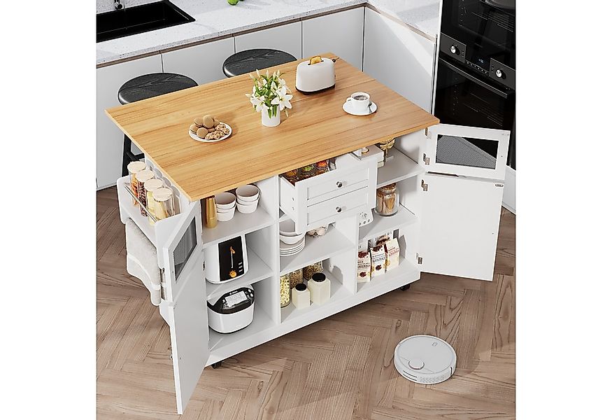 STILVORA Küchenwagen Kücheninsel mit Arbeitsplatte,Handtuchhalter&Rollen,Bu günstig online kaufen