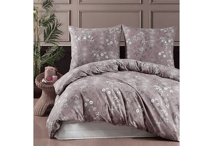 ZIRVEHOME Bettwäsche Baumwolle Bettbezug Braun Weiß Geblümt, Polina, Renfor günstig online kaufen