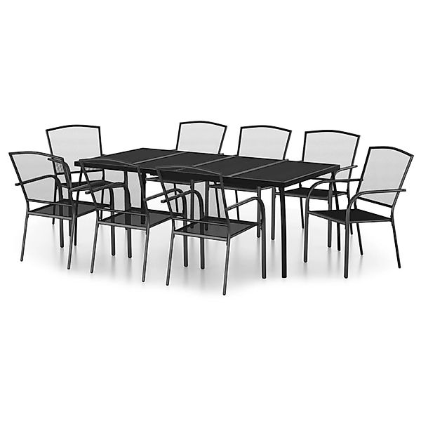 vidaXL Garten-Essgruppe 9-tlg. Garten-Essgruppe Anthrazit Stahl, günstig online kaufen