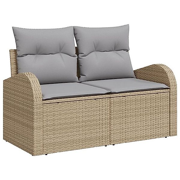 vidaXL Loungesofa Gartensofa 2-Sitzer mit Kissen Beige Poly Rattan, 1 Teile günstig online kaufen