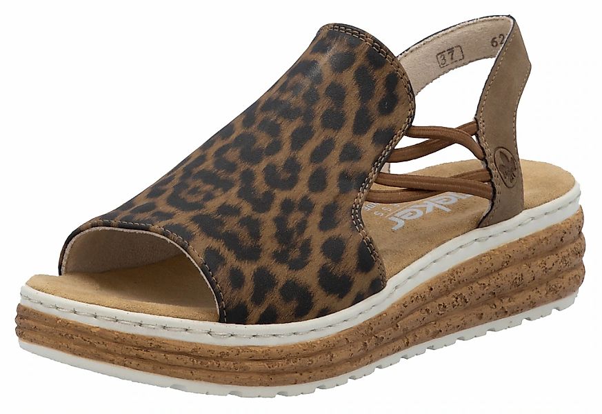 Rieker Keilsandalette, Sommerschuh, Sandale, Urlaubschuh mit seitlichen Gum günstig online kaufen