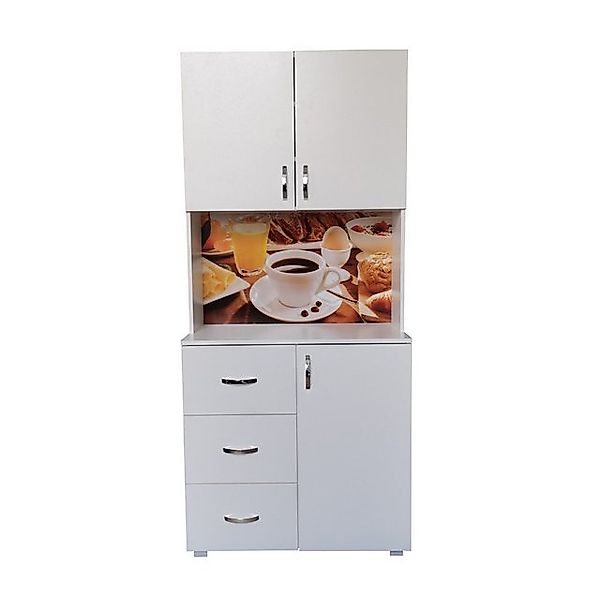 HTI-Living Hochschrank Küchenbuffet 3 Schubladen Blanca Bistro Weiß (Stück, günstig online kaufen