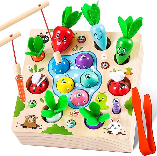 POPOLIC Lernspielzeug Karotten Steckspiel Holz, Magnetische günstig online kaufen