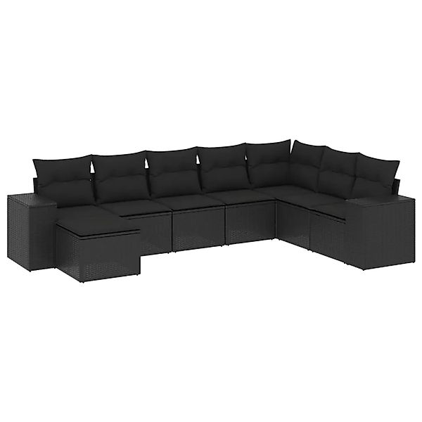 vidaXL 8-Tlg Garten-Sofagarnitur mit Kissen Schwarz Poly Rattan 3255292 günstig online kaufen
