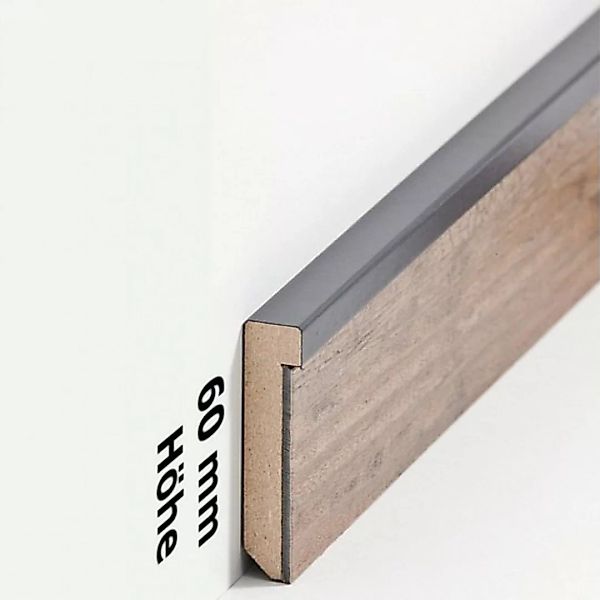 Design Fußleiste für Vinylboden "Frankfurt" - anthrazit - 60 mm Höhe (MDF f günstig online kaufen
