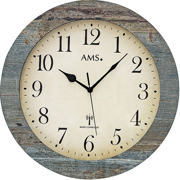 AMS Funkwanduhr F5562 (Made in Germany,Quarz,Holz,Wohnzimmer,Küche,Arbeitsz günstig online kaufen