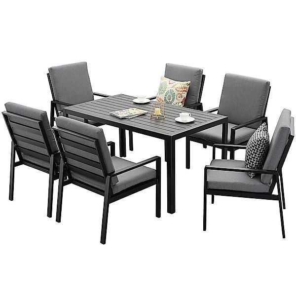 MeXo Garten Essgruppe aus Aluminium für 6 Personen Schwarz günstig online kaufen