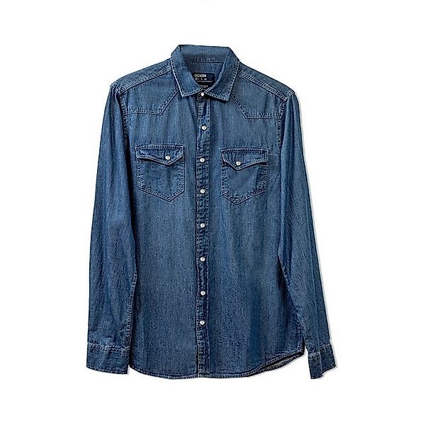 LaMarta Streifenhemd blaue Denim-Hemd für Männer günstig online kaufen