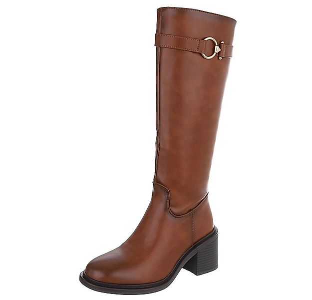 Ital-Design Elegante Damenkniehochstiefel mit modischem Riemen Stiefel (907 günstig online kaufen