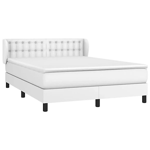 vidaXL Boxspringbett mit Matratze Weiß 140x190 cm Kunstleder 3127308 günstig online kaufen