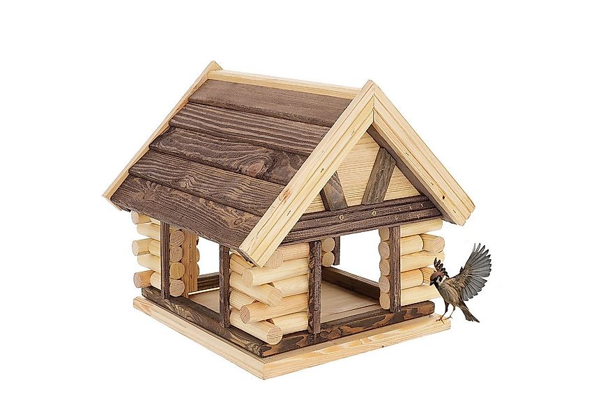 MAZUR Futterstation Vogelfutterhaus aus Naturholz 38 x 39,5 x 34,5 cm, Wett günstig online kaufen
