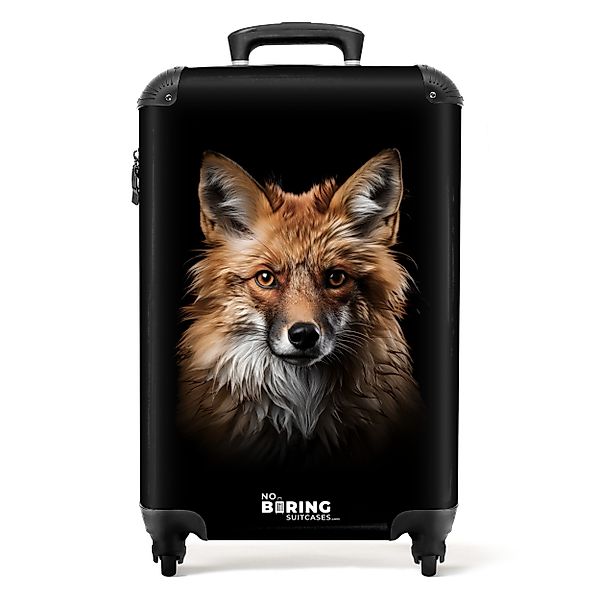 NoBoringSuitcases.com© Hartschalen-Trolley Rotfuchs auf schwarzem Hintergru günstig online kaufen