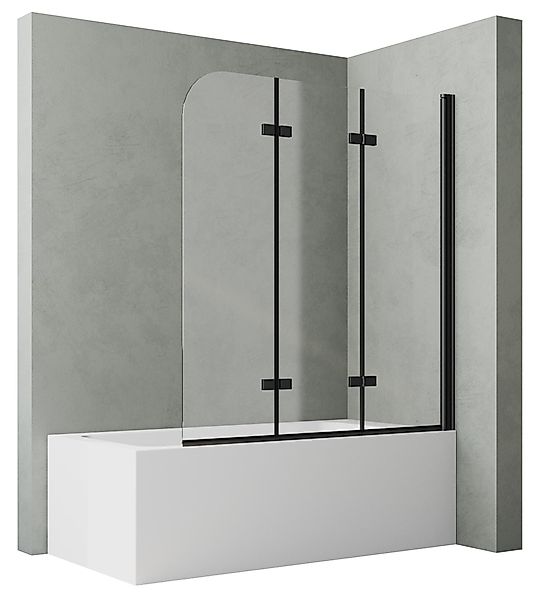 Hopibath Duschwand für Badewanne Schwarz 140x140 günstig online kaufen