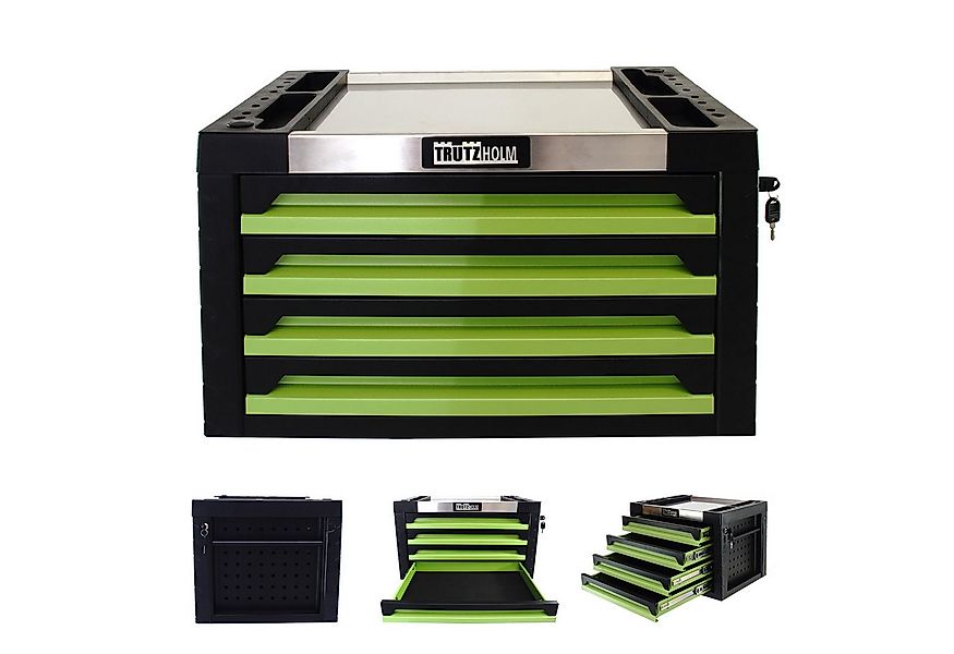 TRUTZHOLM Werkstattwagen Werkzeugkiste 4 Schubladen ca. 68 x 46 cm leer grü günstig online kaufen