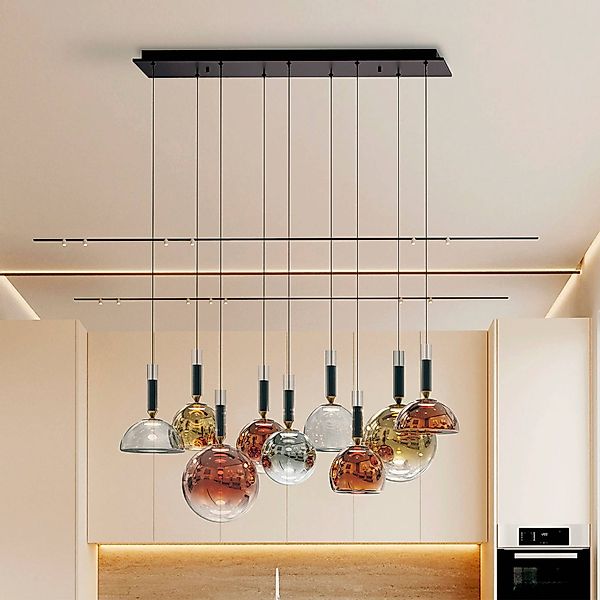LED-Hängelampe Charlize II 9-fl., Triac-dim, Glas vierfarbig günstig online kaufen