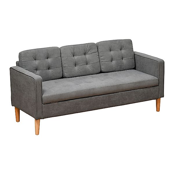 HOMCOM 3-Sitzer Sofa Stoffsofa Doppelsofa grau mit abnehmbaren Kissen aus B günstig online kaufen