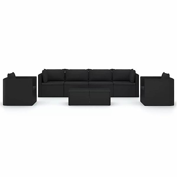 7-tlg. Garten-lounge-set Mit Kissen Poly Rattan Schwarz günstig online kaufen