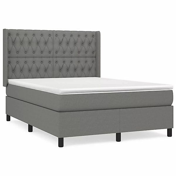 vidaXL Boxspringbett mit Matratze Dunkelgrau 140x190 cm Stoff1371076 günstig online kaufen