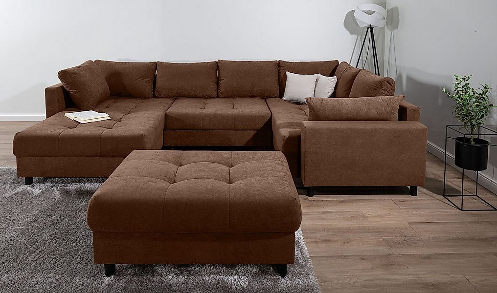 COLLECTION AB Wohnlandschaft Toni U-Form mit Armlehne, inkl. Hocker und Zie günstig online kaufen