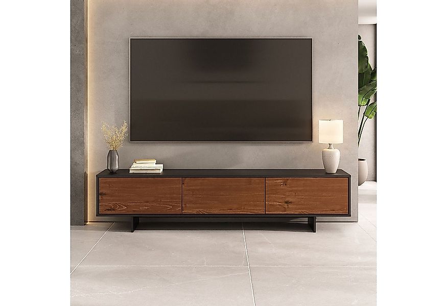 IDIMEX Lowboard ARTO, Sideboard mit Stauraum und Massivholz Fronten Schwarz günstig online kaufen