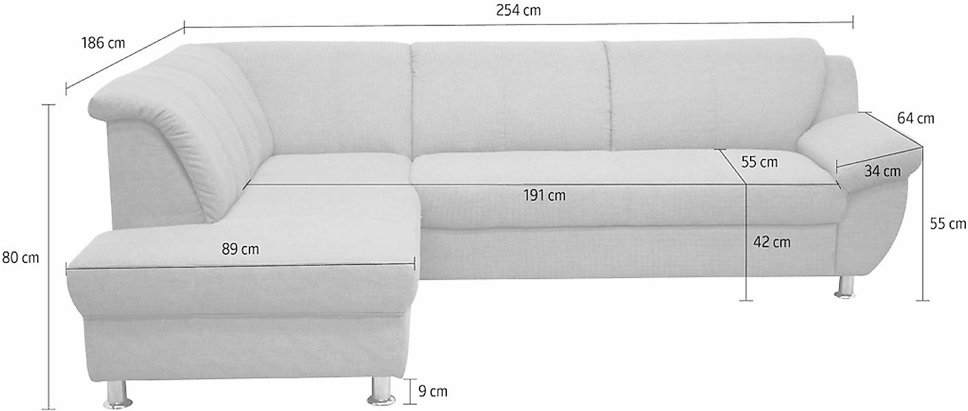 DOMO collection Ecksofa »Pilar, elegant und zeitloses Design, komfortabel, günstig online kaufen